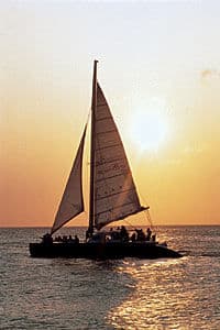 Crucero en catamarán al atardecer por Aruba